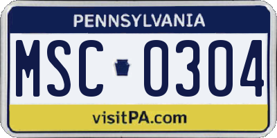 PA license plate MSC0304