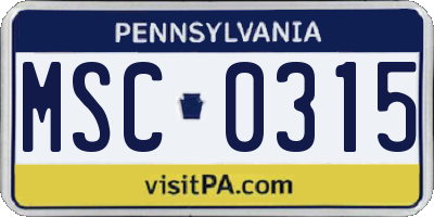 PA license plate MSC0315