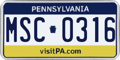 PA license plate MSC0316