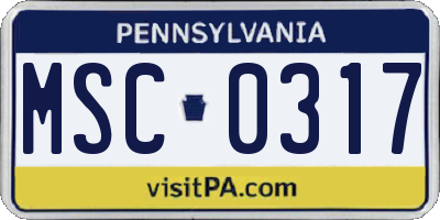 PA license plate MSC0317