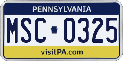 PA license plate MSC0325