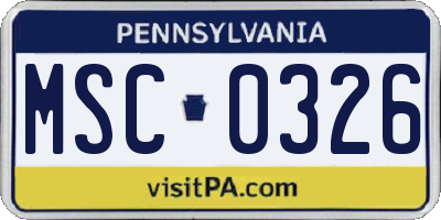 PA license plate MSC0326