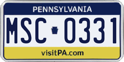 PA license plate MSC0331