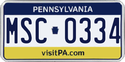PA license plate MSC0334