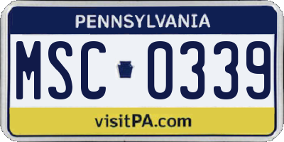 PA license plate MSC0339
