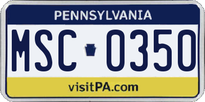 PA license plate MSC0350