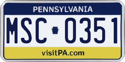 PA license plate MSC0351