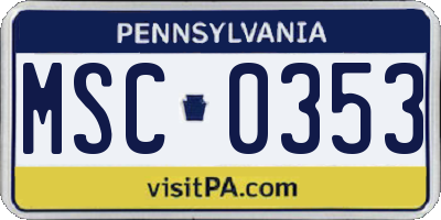 PA license plate MSC0353