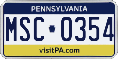 PA license plate MSC0354