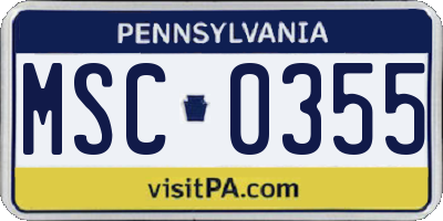 PA license plate MSC0355