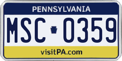 PA license plate MSC0359