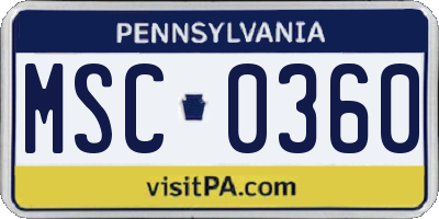PA license plate MSC0360