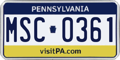 PA license plate MSC0361
