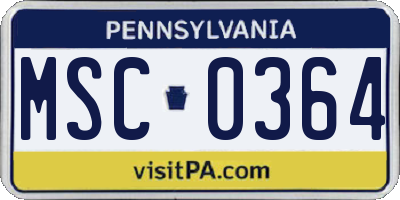 PA license plate MSC0364