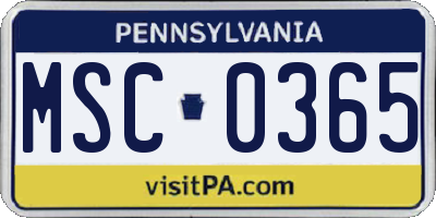 PA license plate MSC0365