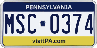 PA license plate MSC0374