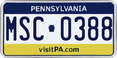 PA license plate MSC0388