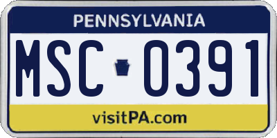 PA license plate MSC0391
