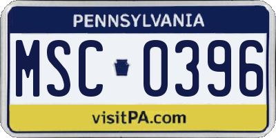 PA license plate MSC0396