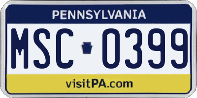 PA license plate MSC0399