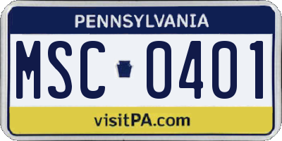PA license plate MSC0401
