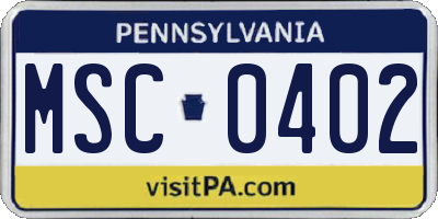 PA license plate MSC0402