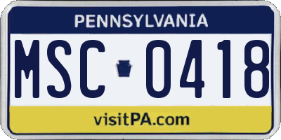 PA license plate MSC0418