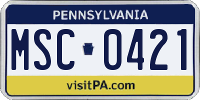 PA license plate MSC0421