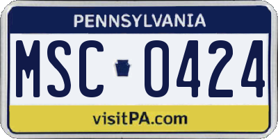 PA license plate MSC0424