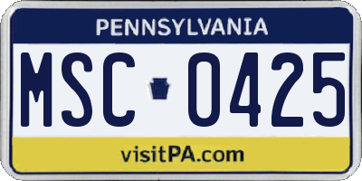 PA license plate MSC0425