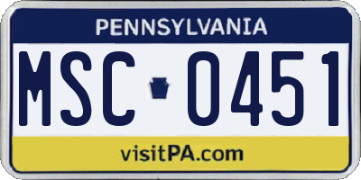 PA license plate MSC0451
