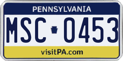 PA license plate MSC0453