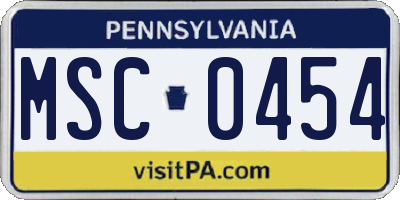 PA license plate MSC0454