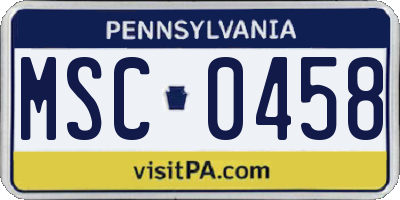 PA license plate MSC0458