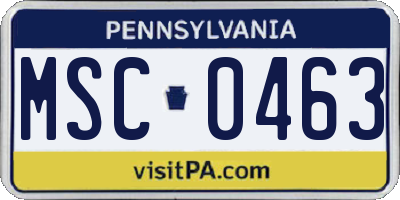 PA license plate MSC0463