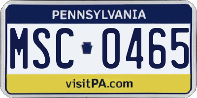 PA license plate MSC0465