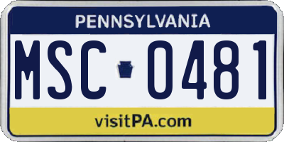 PA license plate MSC0481
