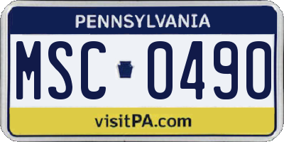 PA license plate MSC0490
