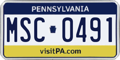 PA license plate MSC0491