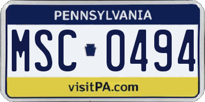 PA license plate MSC0494