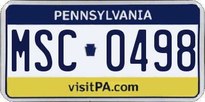 PA license plate MSC0498