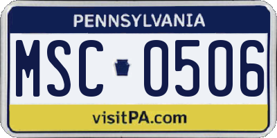 PA license plate MSC0506