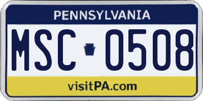 PA license plate MSC0508