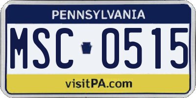 PA license plate MSC0515