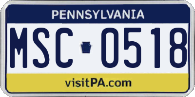 PA license plate MSC0518