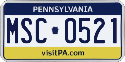 PA license plate MSC0521