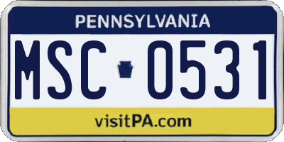 PA license plate MSC0531