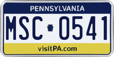 PA license plate MSC0541