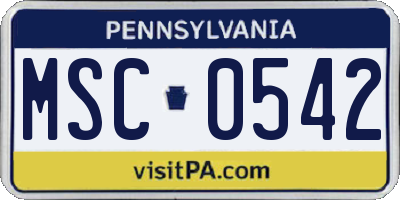 PA license plate MSC0542