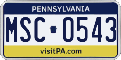 PA license plate MSC0543